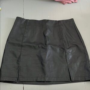 Alya Black Faux Leather Pencil Skirt